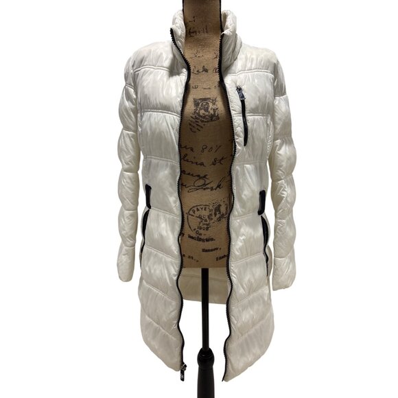 Nautica Jackets & Blazers - Nautica Womens White Quilted Puffer Coat With Zip Closure & Pockets